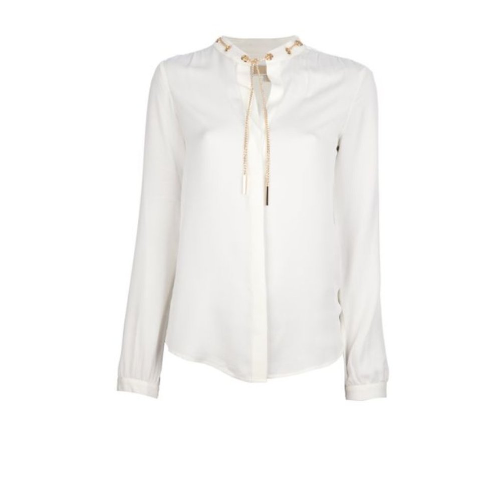 MICHAEL Michael Kors Chain Collar Blouse Gold S - Picture 10 of 15